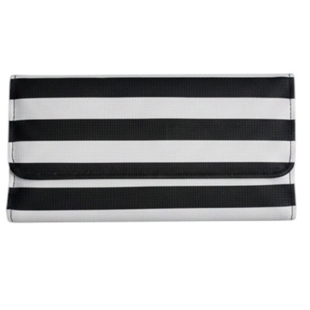 KUT from the Kloth Black White Striped Trifold Wallet ID Window Card Slots